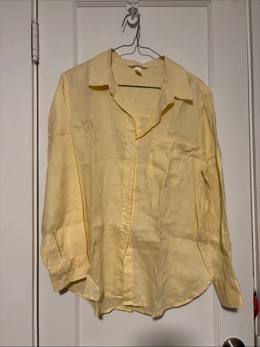 H&M Butter Yellow Button-Down Linen Shirt